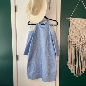 Ted Baker Light Blue Cold Shoulder embroidered Sun Dress size 4